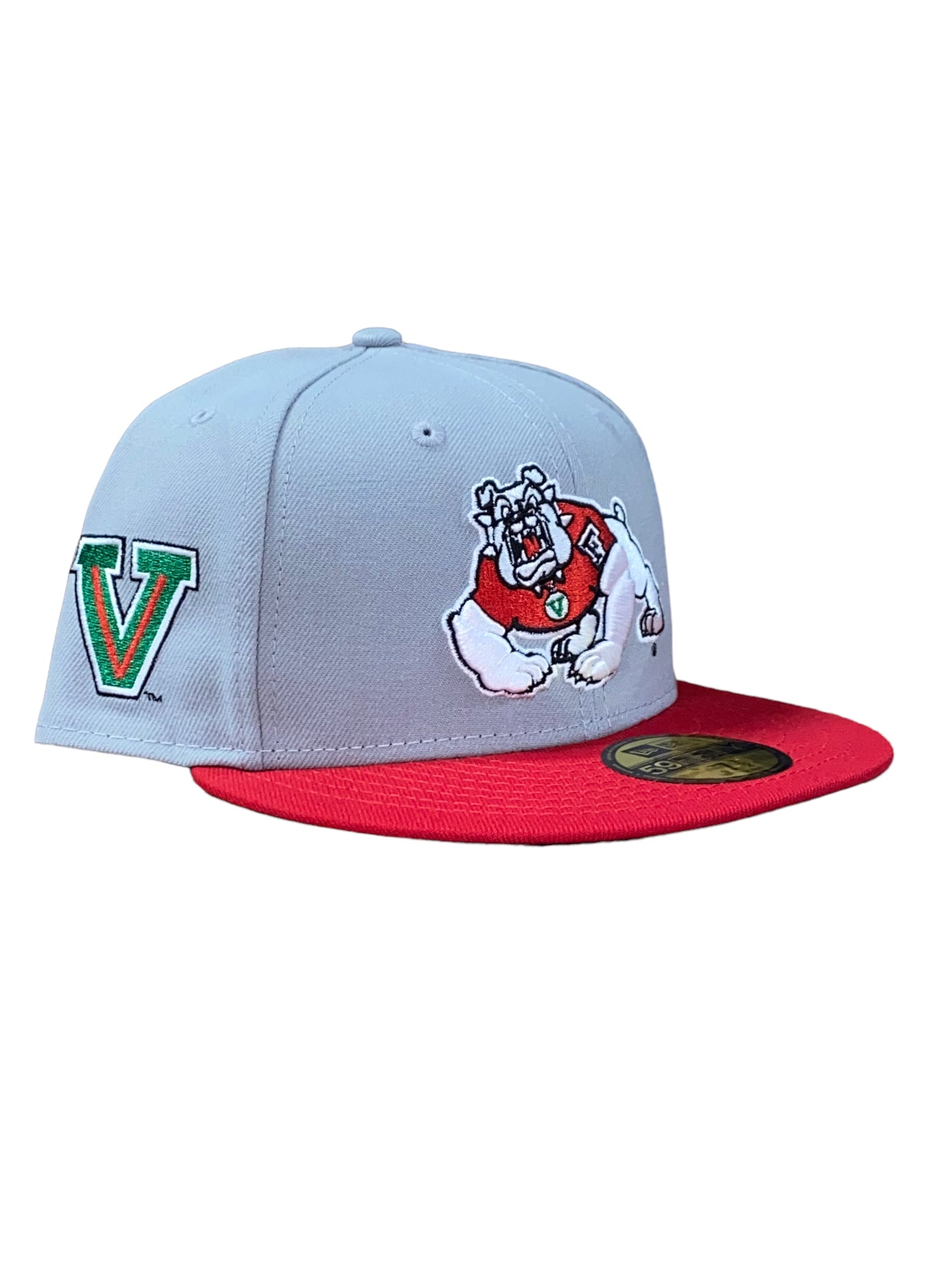 GORRA AJUSTADA 59FIFTY CON LOGO BÁSICO DE 2 TONOS FRESNO STATE BULLDOGS - GRIS/ESCARLETA