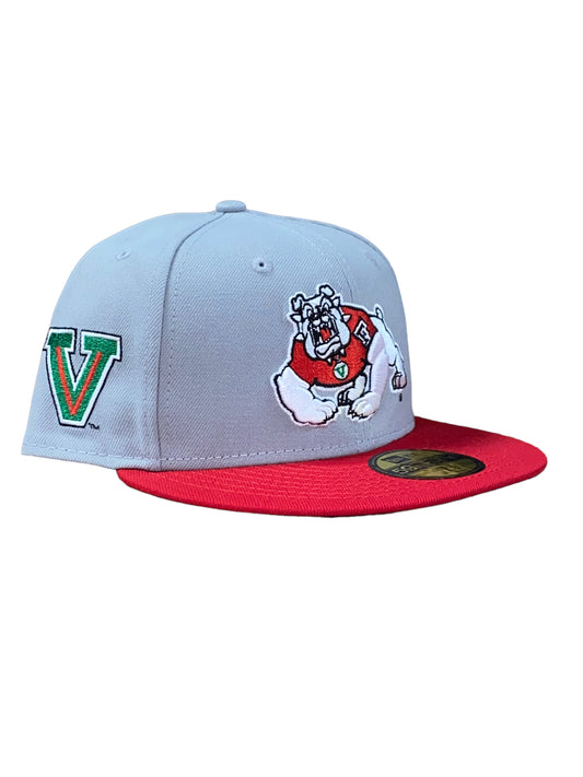 FRESNO STATE BULLDOGS 2-TONE BASIC LOGO 59FIFTY FITTED HAT - GRAY/SCARLET