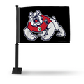 FRESNO STATE BULLDOGS DOUBLE SIDED 16" X 19" CAR FLAG - BLACK FLAG WITH BLACK POLE