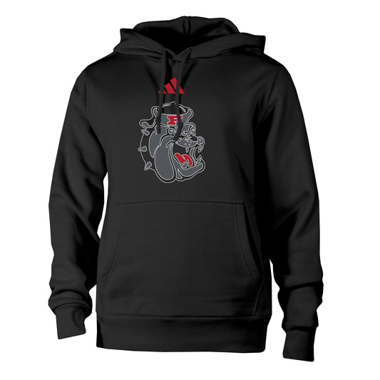 FRESNO STATE BULLDOGS MEN'S ADIDAS BLACKOUT GAME FLEECE PULLOVER HOODED SWEATSHIRT - BLACK