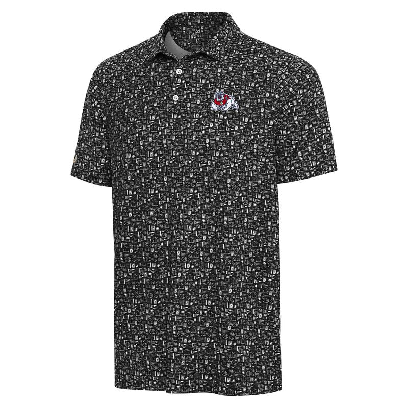 FRESNO STATE BULLDOGS MEN'S ANTIGUA UNIVERSITY POLO - BLACK