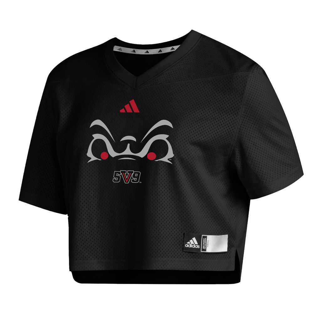 FRESNO STATE BULLDOGS WOMEN'S ADIDAS 2026 BLACK OUT GAME CROP JERSEY - BLACK