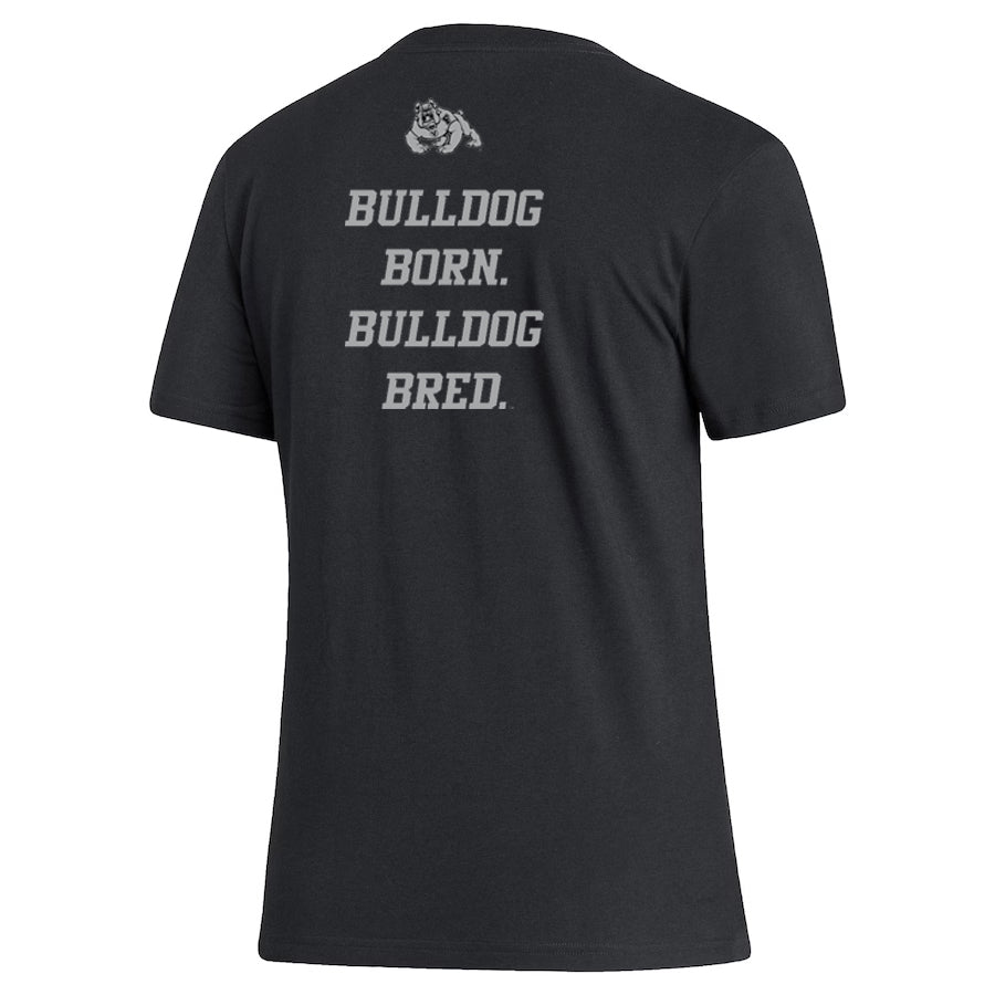 FRESNO STATE BULLDOGS WOMEN'S ADIDAS FRESH 'BULLDOG BORN. BULLDOG BRED.' T-SHIRT - BLACK