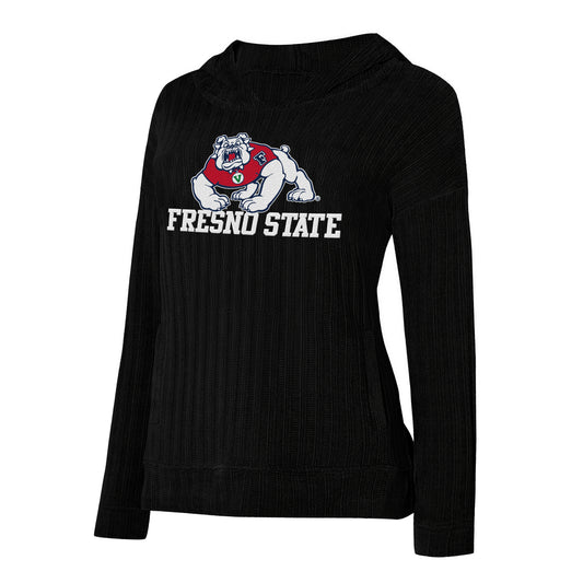 FRESNO STATE BULLDOGS WOMEN'S LINGER CHENILLE HOODED SWEATSHIRT - BLACK