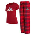 FRESNO STATE BULLDOGS WOMEN'S VECTOR T-SHIRT & FLANNEL PANT SLEEPWEAR SET - RED/NAVY
