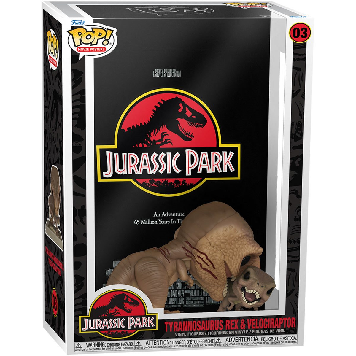 FUNKO POP! JURASSIC PARK - TYRANNOSAURUS REX AND VELOCIRAPTOR VINYL FIGURE MOVIE POSTER WITH CASE