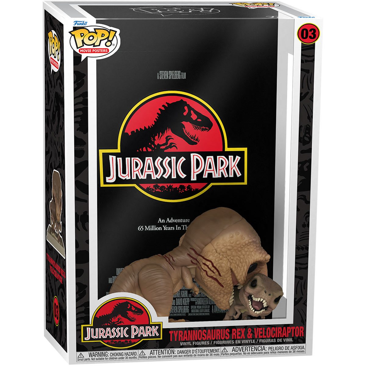 ¡FUNKO POP! JURASSIC PARK - TYRANNOSAURUS REX Y VELOCIRAPTOR FIGURA DE VINILO CARTEL DE PELÍCULA CON ESTUCHE