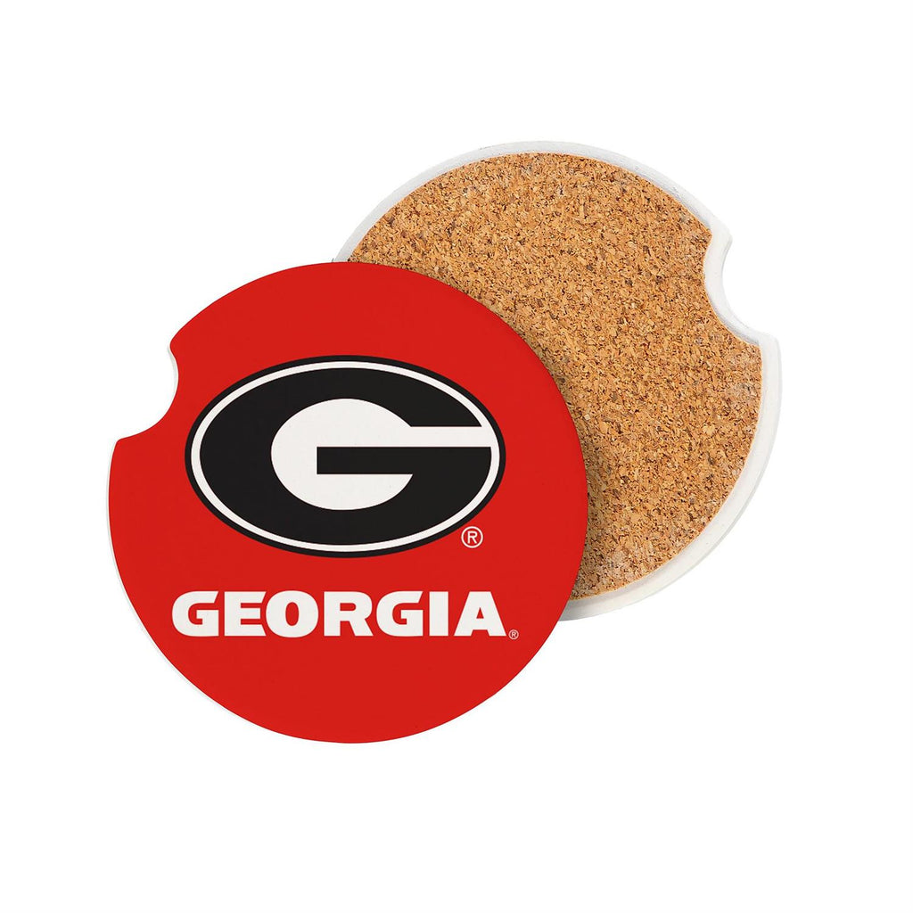 GEORGIA BULLDOGS 2-PIECE CAR COASTER SET
