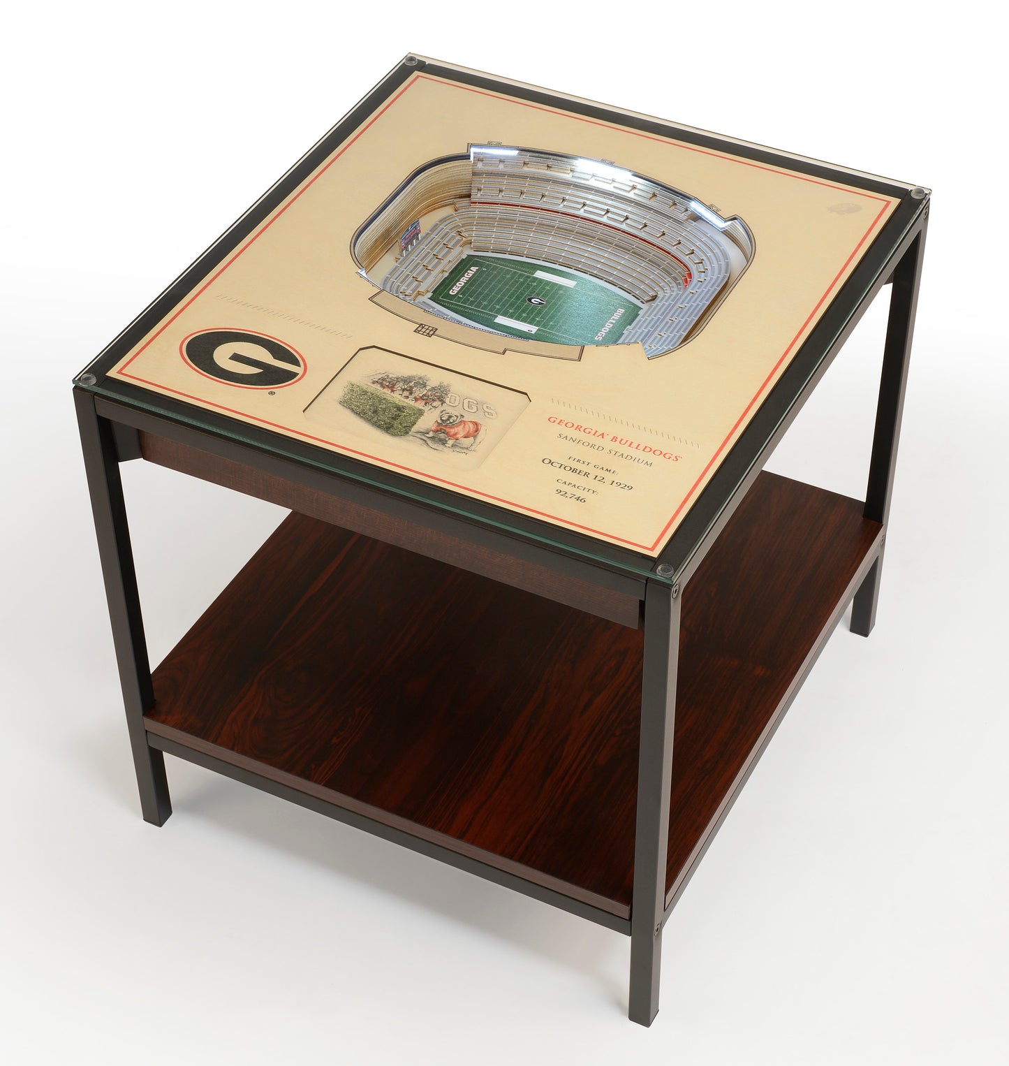 GEORGIA BULLDOGS 25 LAYER 3D STADIUM LIGHTED END TABLE