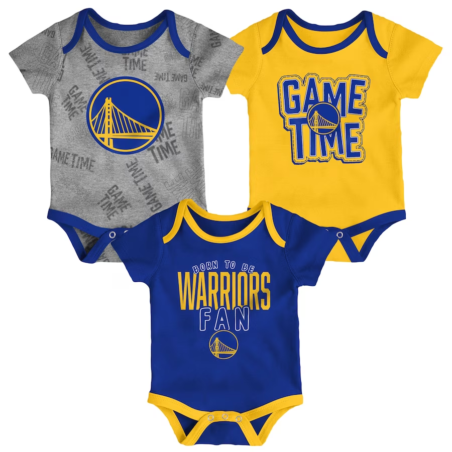 GOLDEN STATE WARRIORS INFANT GAME TIME 3-PIECE ONESIE SET