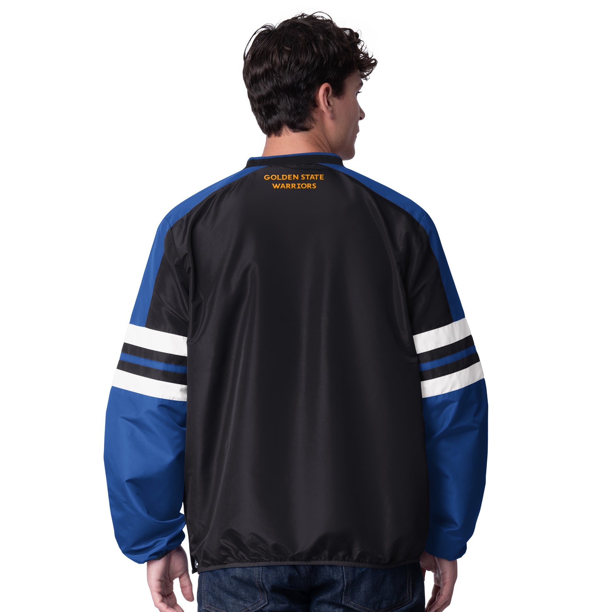 GOLDEN STATE WARRIORS MEN'S HIGH HEAT PULLOVER JACKET BLACK/BLUE