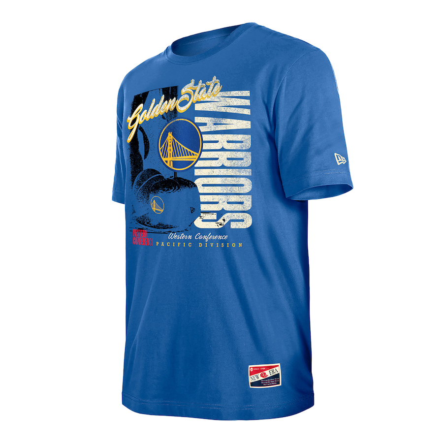 GOLDEN STATE WARRIORS MEN'S NEW ERA THROWBACK T-SHIRT - BLUE
