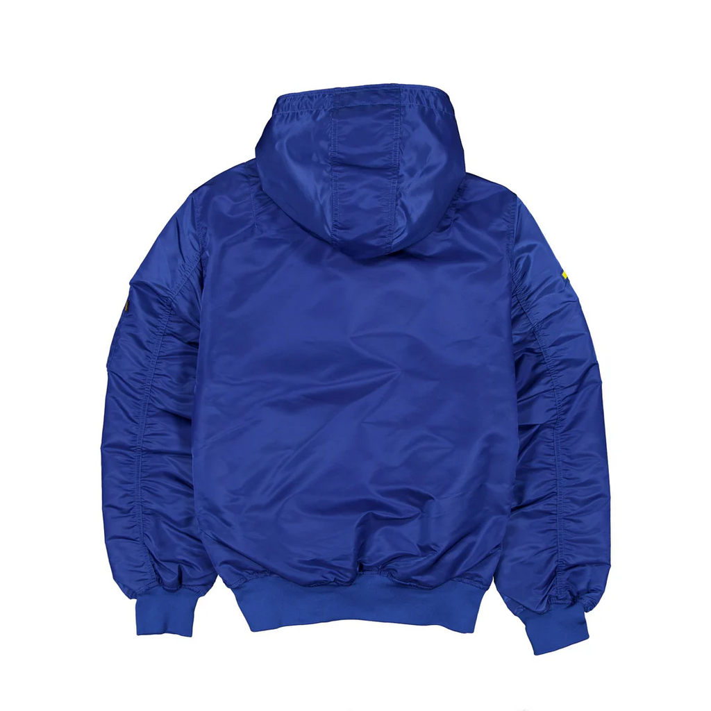 GOLDEN STATE WARRIORS MEN'S NEWERA X ALPHA INDUSTRIES L-2B HOODED BOMBER JACKET - BLUE