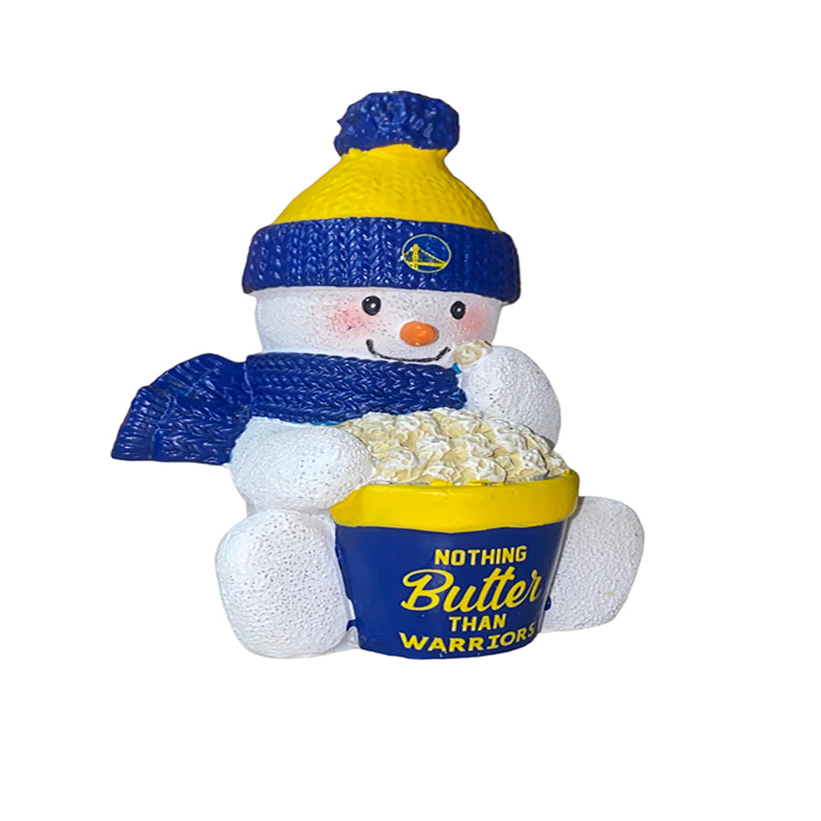 GOLDEN STATE WARRIORS POPCORN SNOWMAN ORNAMENT