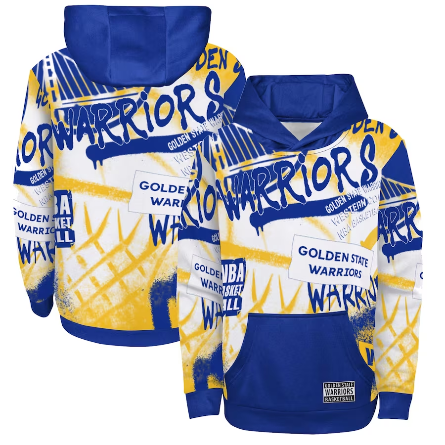 GOLDEN STATE WARRIORS YOUTH SPRAY BALL SUBLIMATED HOODED SWEATSHIRT
