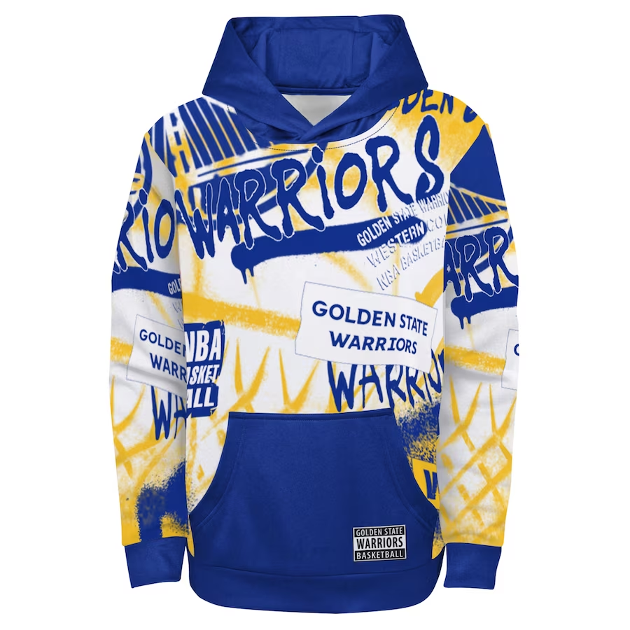 GOLDEN STATE WARRIORS YOUTH SPRAY BALL SUBLIMATED HOODED SWEATSHIRT