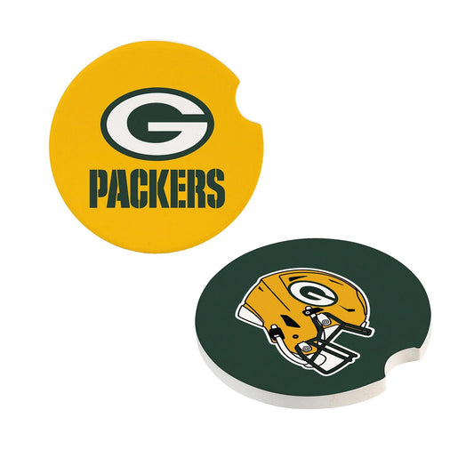 GREEN BAY PACKERS 2-PIECE CAR COASTER SET