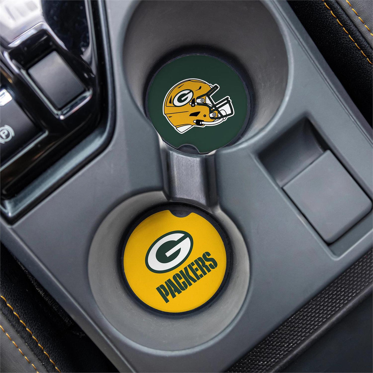 GREEN BAY PACKERS 2-PIECE CAR COASTER SET