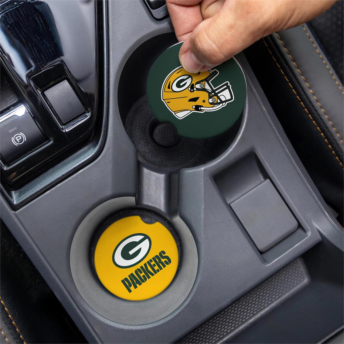 GREEN BAY PACKERS 2-PIECE CAR COASTER SET