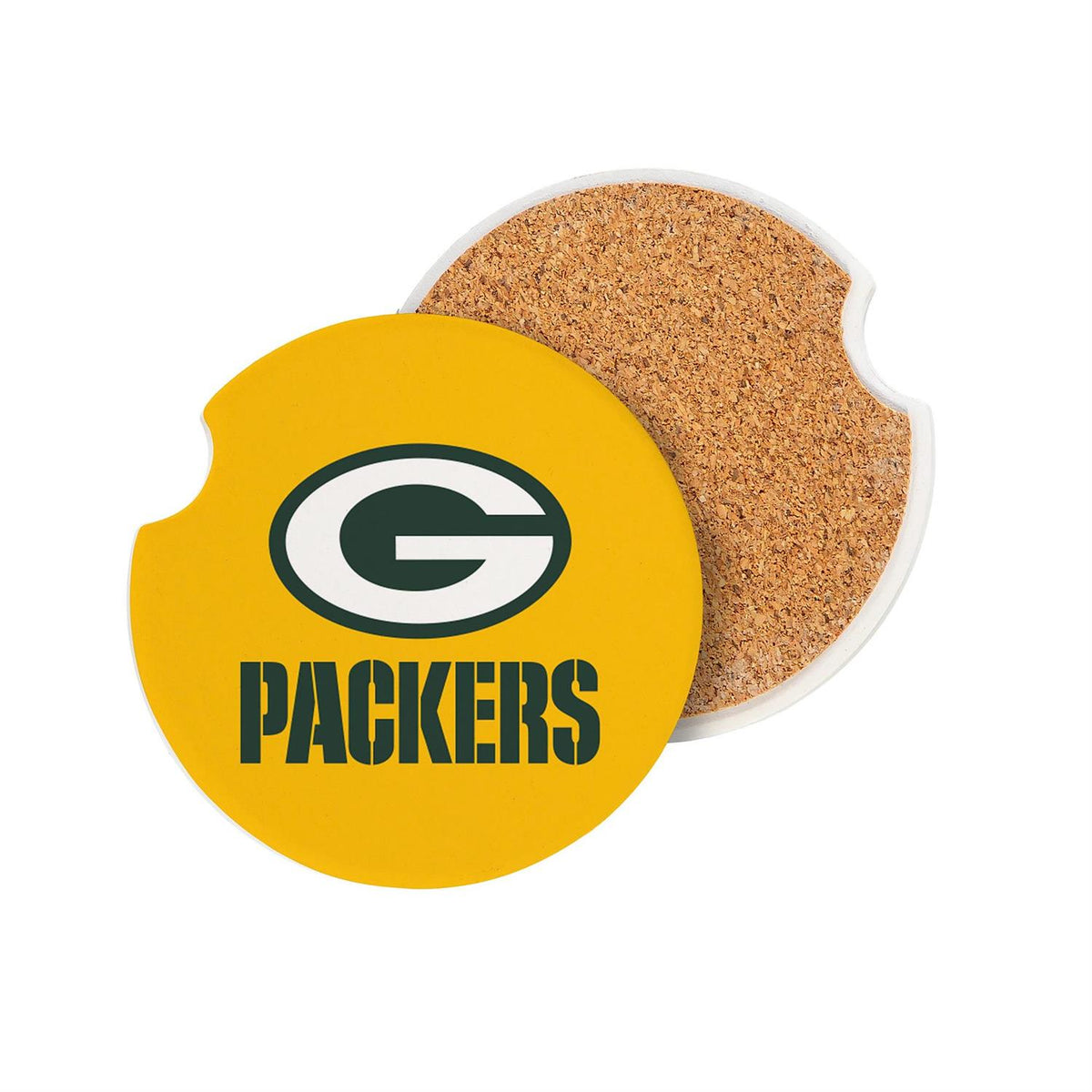 GREEN BAY PACKERS 2-PIECE CAR COASTER SET