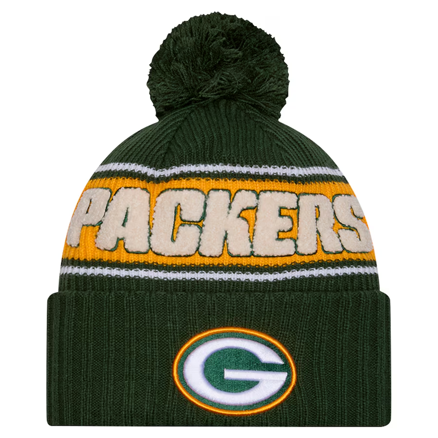 GREEN BAY PACKERS 2024 NFL SIDELINE CUFFED KNIT BEANIE WITH POM