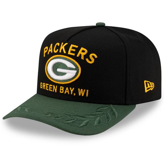 GREEN BAY PACKERS 2025 NFL DRAFT 9FIFTY A-FRAME SNAPBACK HAT - BLACK/GREEN