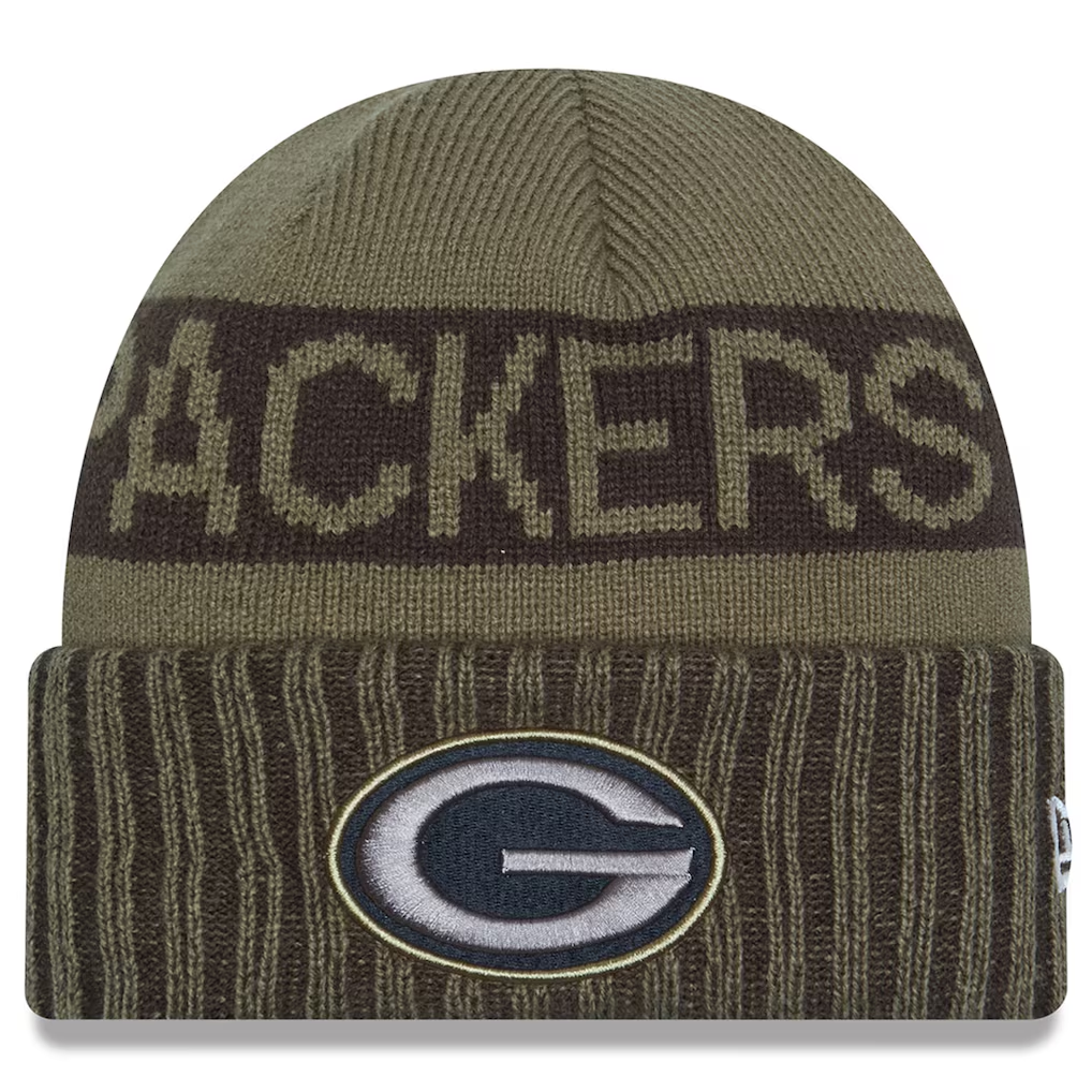 GREEN BAY PACKERS 2025 NFL SALUTE TO SERVICE CUFFED KNIT BEANIE - DARK GREEN