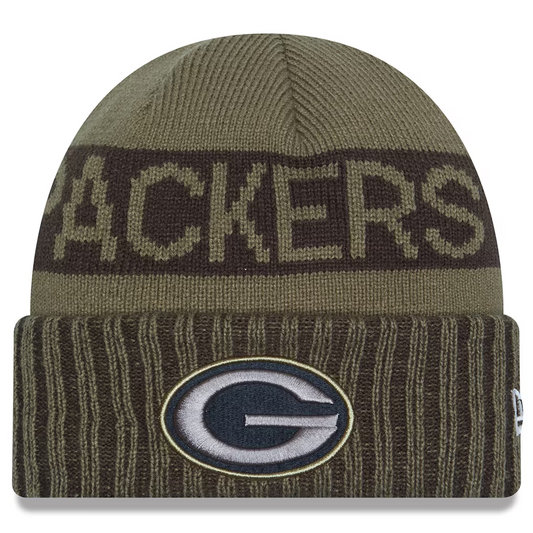 GREEN BAY PACKERS 2025 NFL SALUTE TO SERVICE CUFFED KNIT BEANIE - DARK GREEN