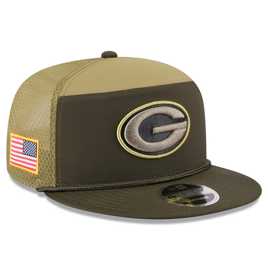 GREEN BAY PACKERS 2025 NFL SALUTE TO SERVICE SPLIT PANEL 9FIFTY SNAPBACK HAT - DARK GREEN