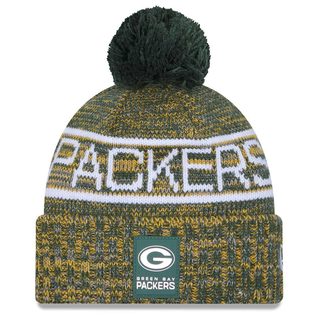 GREEN BAY PACKERS 2025 NFL SIDELINE COLD WEATHER CUFFED KNIT WITH POM - GOLD