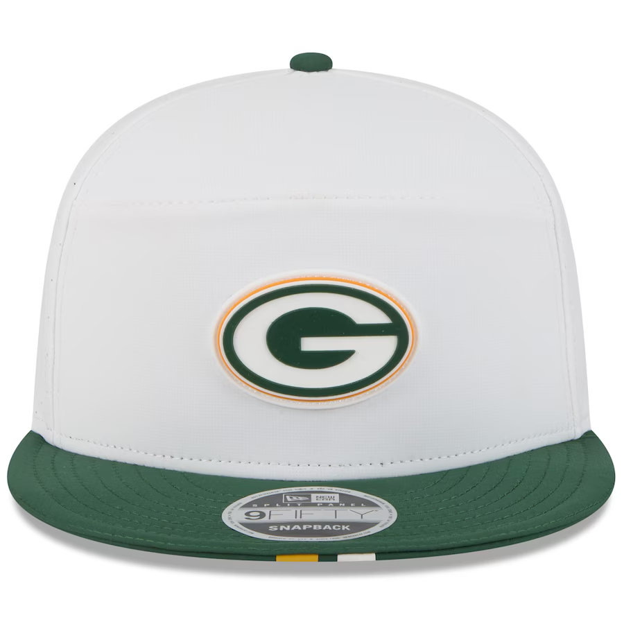 GREEN BAY PACKERS 2025 NFL TRAINING CAMP 9FIFTY SPLIT PANEL SNAPBACK HAT - WHITE