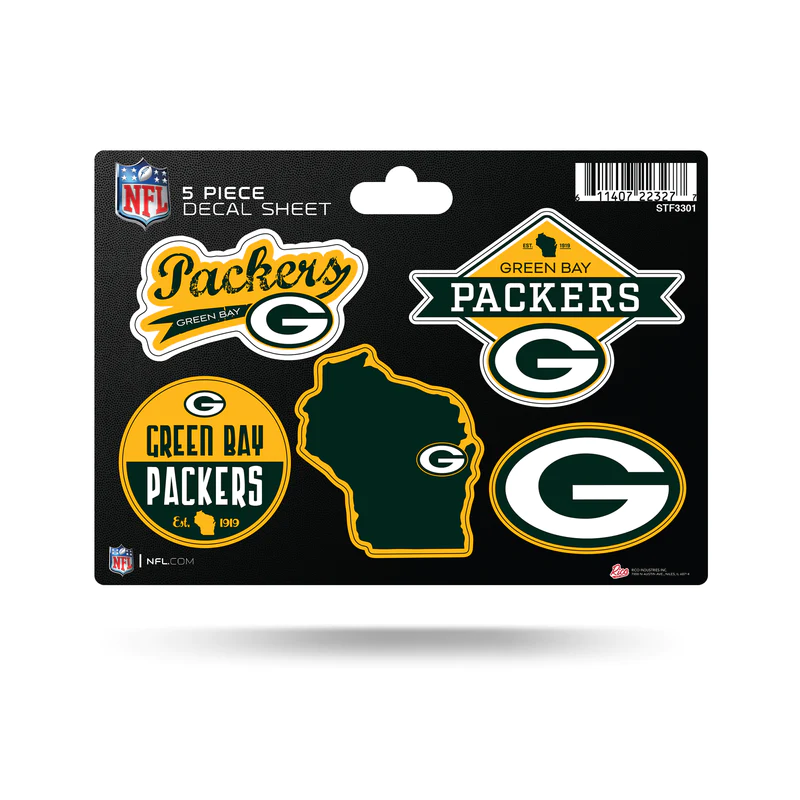 GREEN BAY PACKERS 5-PIECE STICKER SHEET – JR'S SPORTS GREEN BAY PACKERS 5-PIECE STICKER SHEET – JR'S SPORTS