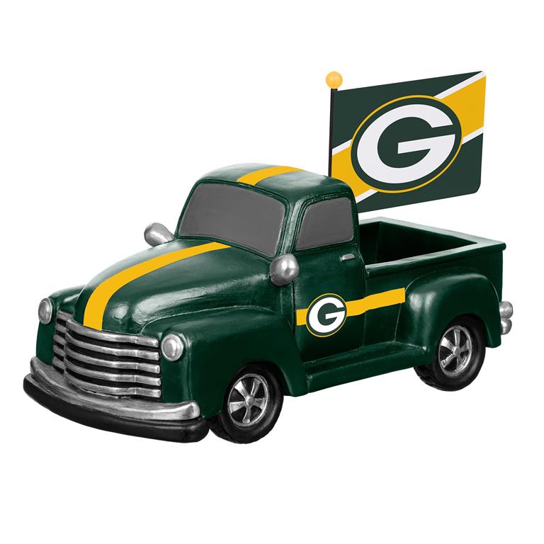 GREEN BAY PACKERS 9" RALLY TRUCK GARDEN STATUE WITH FLAG