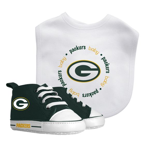 SET DE REGALO DE BABERO Y PRE-WALKERS BEBÉ DE 2 PIEZAS GREEN BAY PACKERS