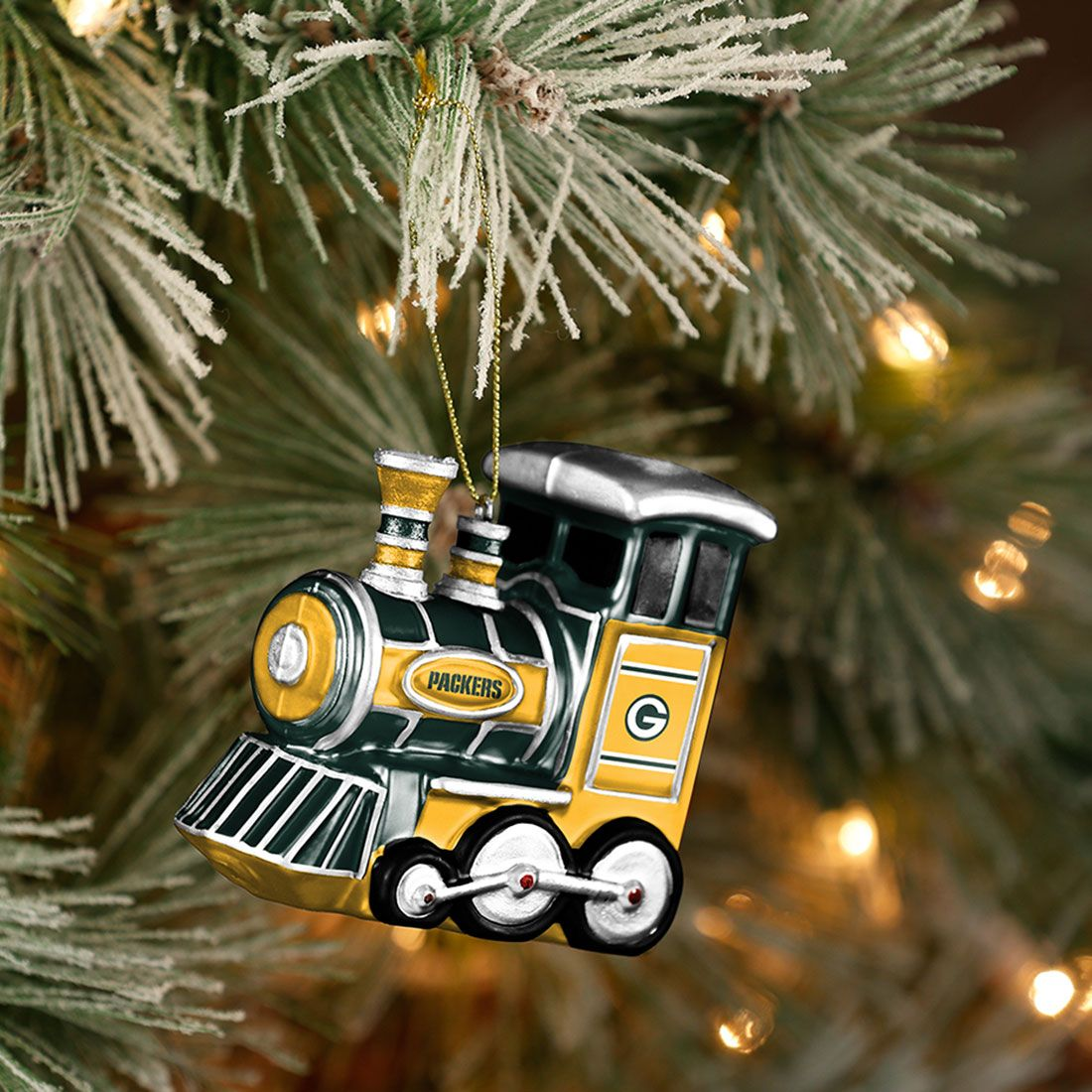 Packers Excursion Train GREEN BAY PACKERS BLOWN GLASS TRAIN ORNAMENT – JR'S SPORTS