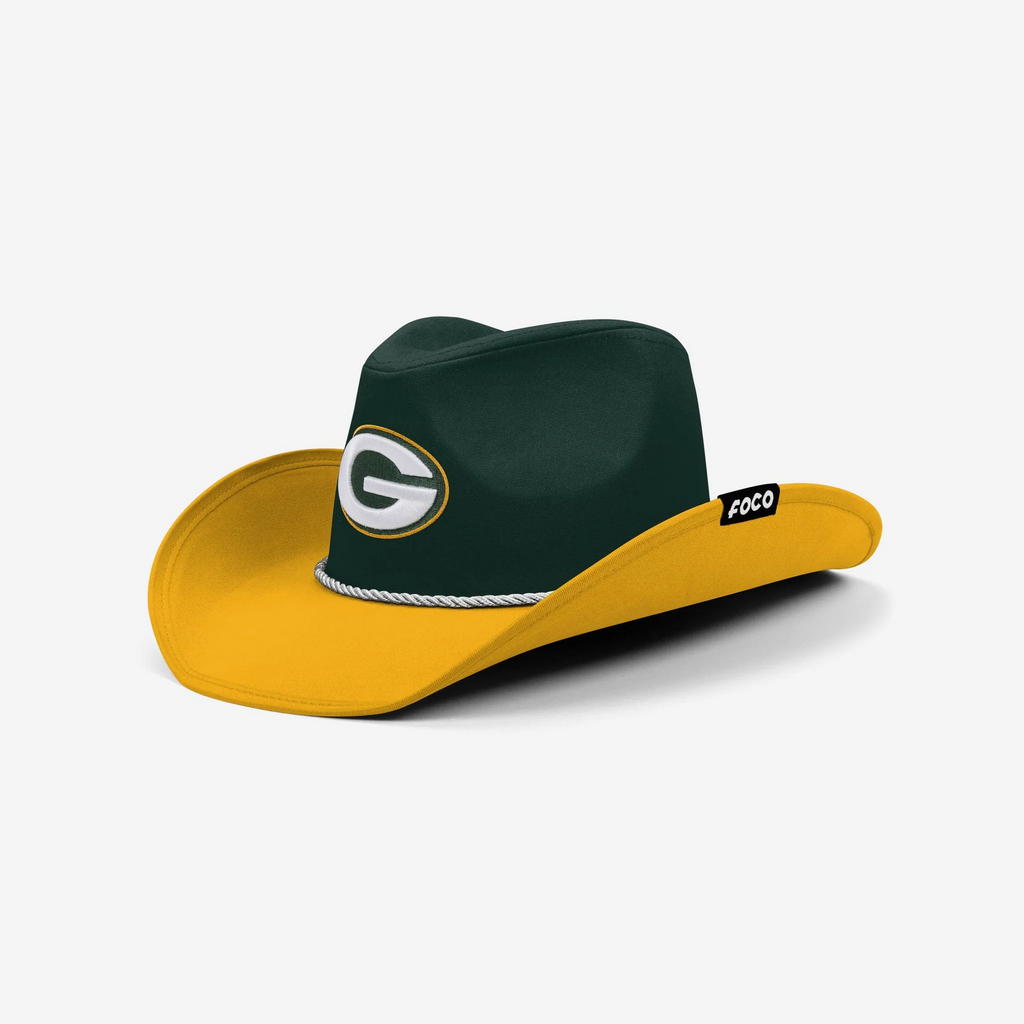 GREEN BAY PACKERS FOCO TWO TONE COWBOY HAT - GREEN/GOLD