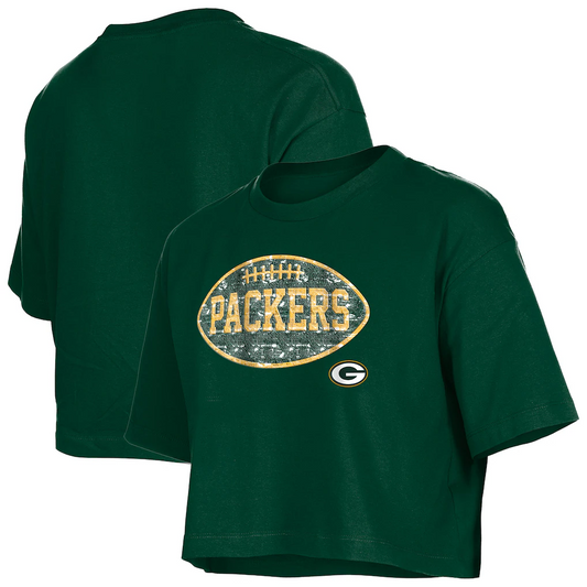 GREEN BAY PACKERS GIRLS NEW ERA  FOOTBALL FLIP SEQUINS BOXY T-SHIRT - GREEN