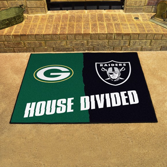 GREEN BAY PACKERS / LAS VEGAS RAIDERS HOUSE DIVIDED 34" X 42.5" MAT