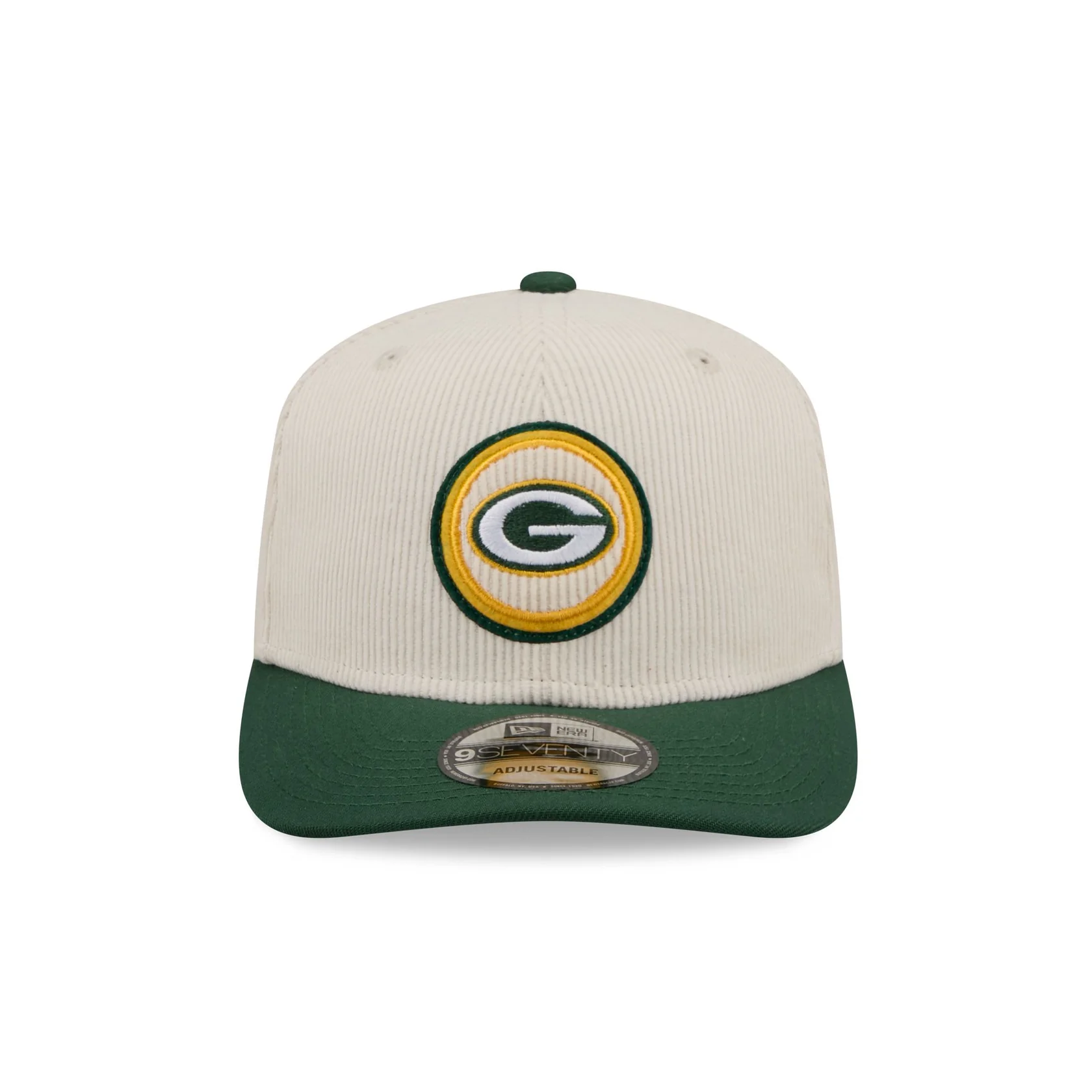 GREEN BAY PACKERS LOYAL CORDUROY 9SEVENTY STRETCH-SNAP ADJUSTABLE HAT - CHROME WHITE/GREEN