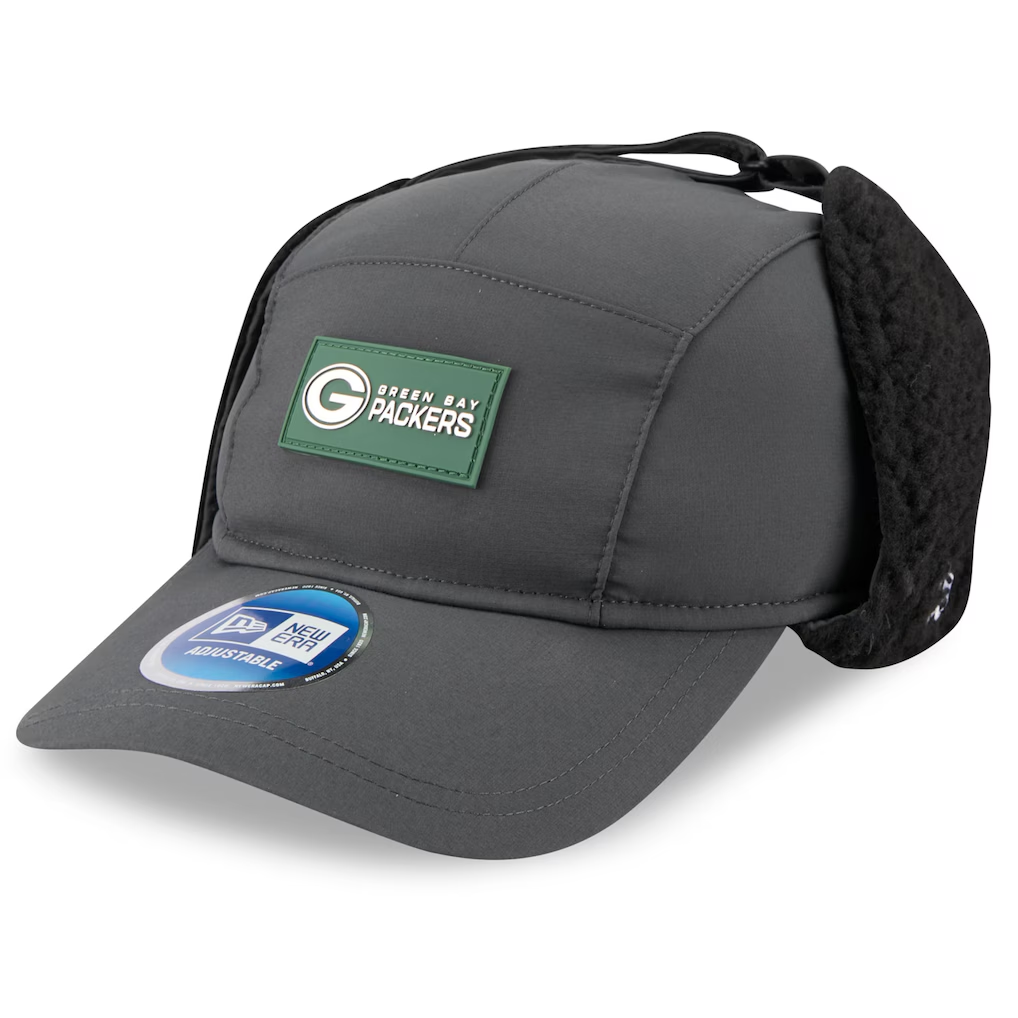 GREEN BAY PACKERS MEN'S 2025 NFL SIDELINE COLD WEATHER RUNNER DOG EAR ADJUSTABLE HAT - CHARCOAL