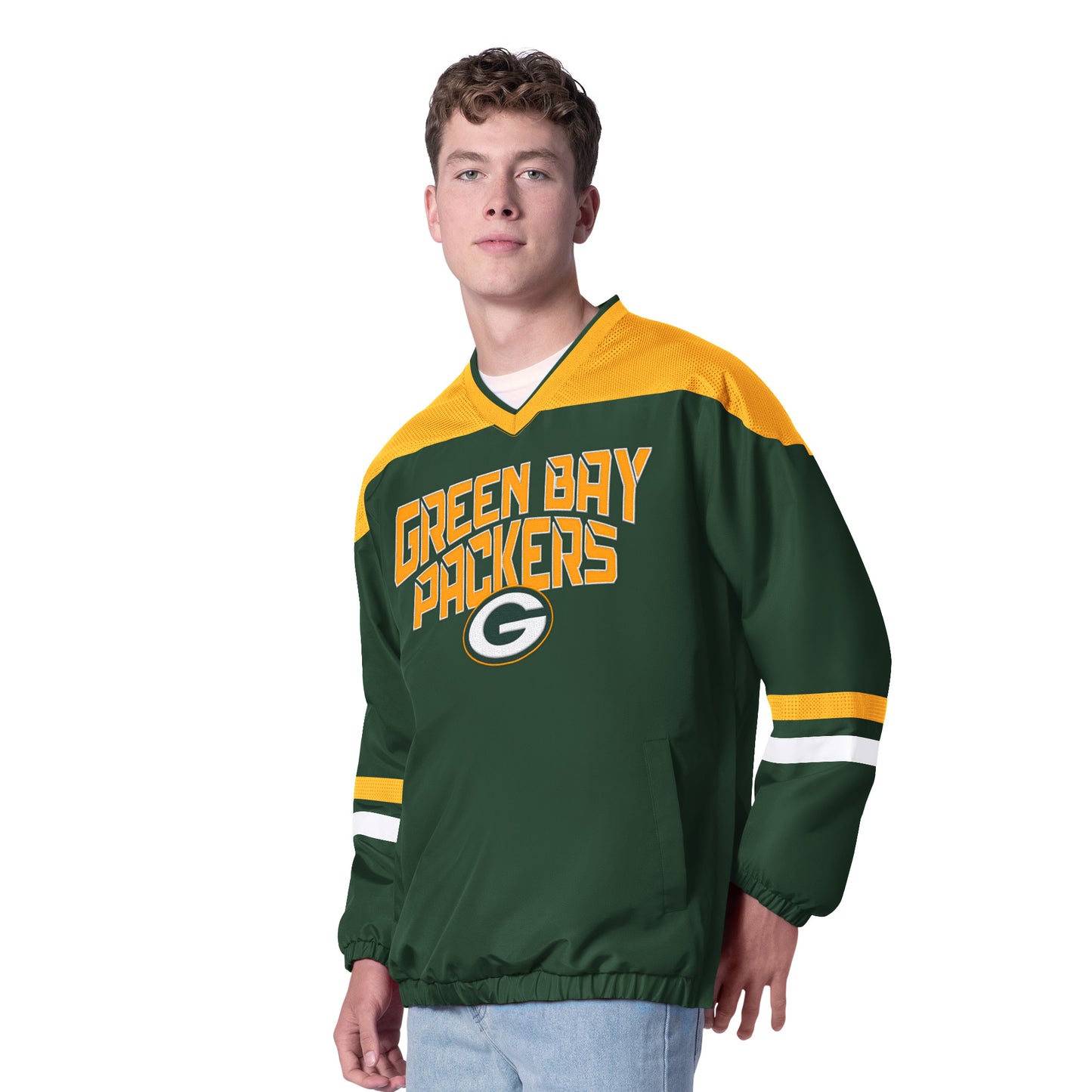 GREEN BAY PACKERS MEN'S G-III BY CARL BANKS TOP PLAYER PULLOVER JACKET - GREEN/GOLD