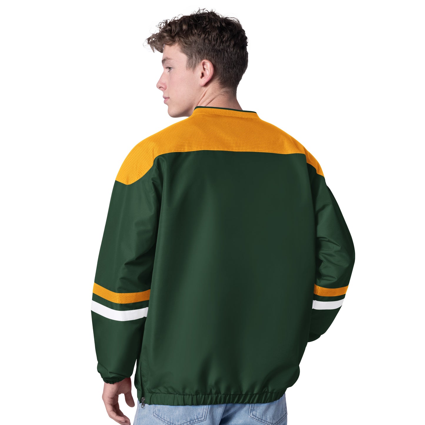 GREEN BAY PACKERS MEN'S G-III BY CARL BANKS TOP PLAYER PULLOVER JACKET - GREEN/GOLD