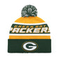 GREEN BAY PACKERS MEN'S STARTER LEGACY CUFFED KNIT WITH POM - GOLD/GREEN