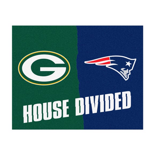 GREEN BAY PACKERS / NEW ENGLAND PATRIOTS HOUSE DIVIDED 34" X 42.5" MAT