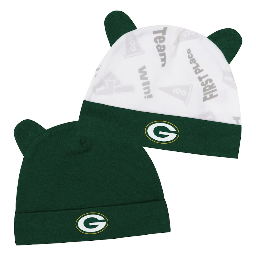 GREEN BAY PACKERS NEWBORN BABY BEAR CUFFED KNIT HAT SET