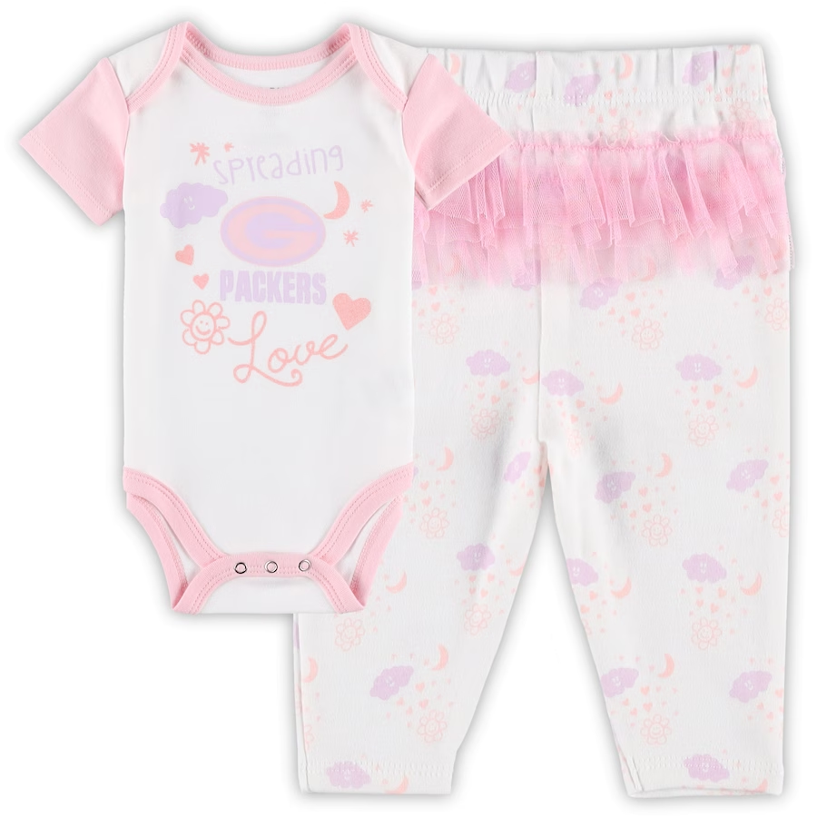 GREEN BAY PACKERS NEWBORN SPREADING LOVE BODYSUIT AND TUTU LEGGINGS