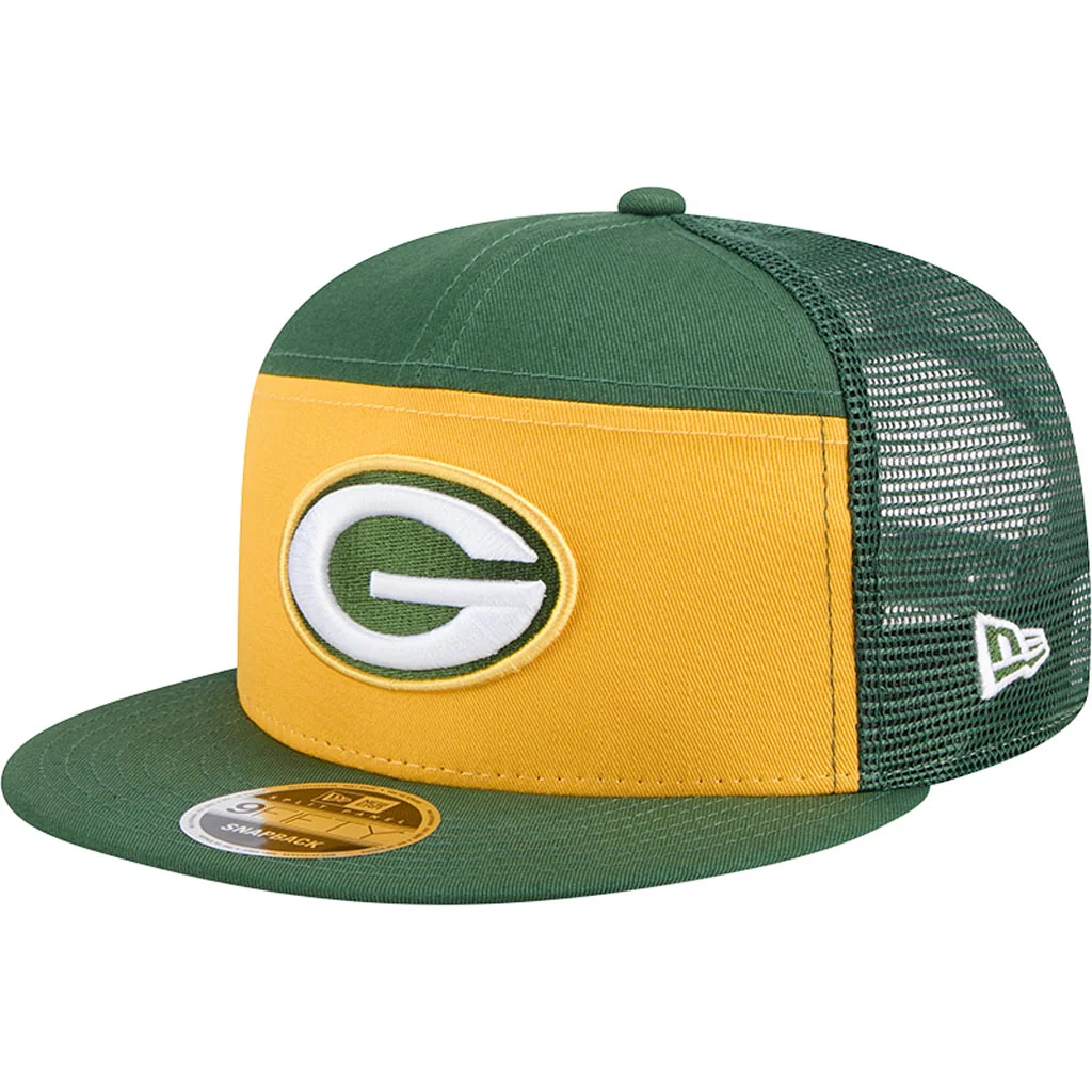 GREEN BAY PACKERS OUTDOOR SPLIT PANEL TRUCKER 9FIFTY SNAPBACK HAT