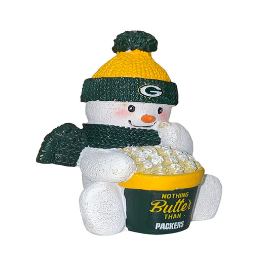 GREEN BAY PACKERS POPCORN SNOWMAN ORNAMENT