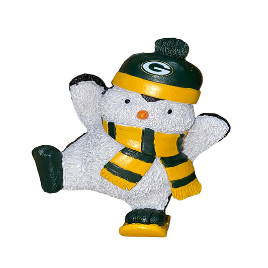 GREEN BAY PACKERS SNOWBOARDING PENGUIN ORNAMENT