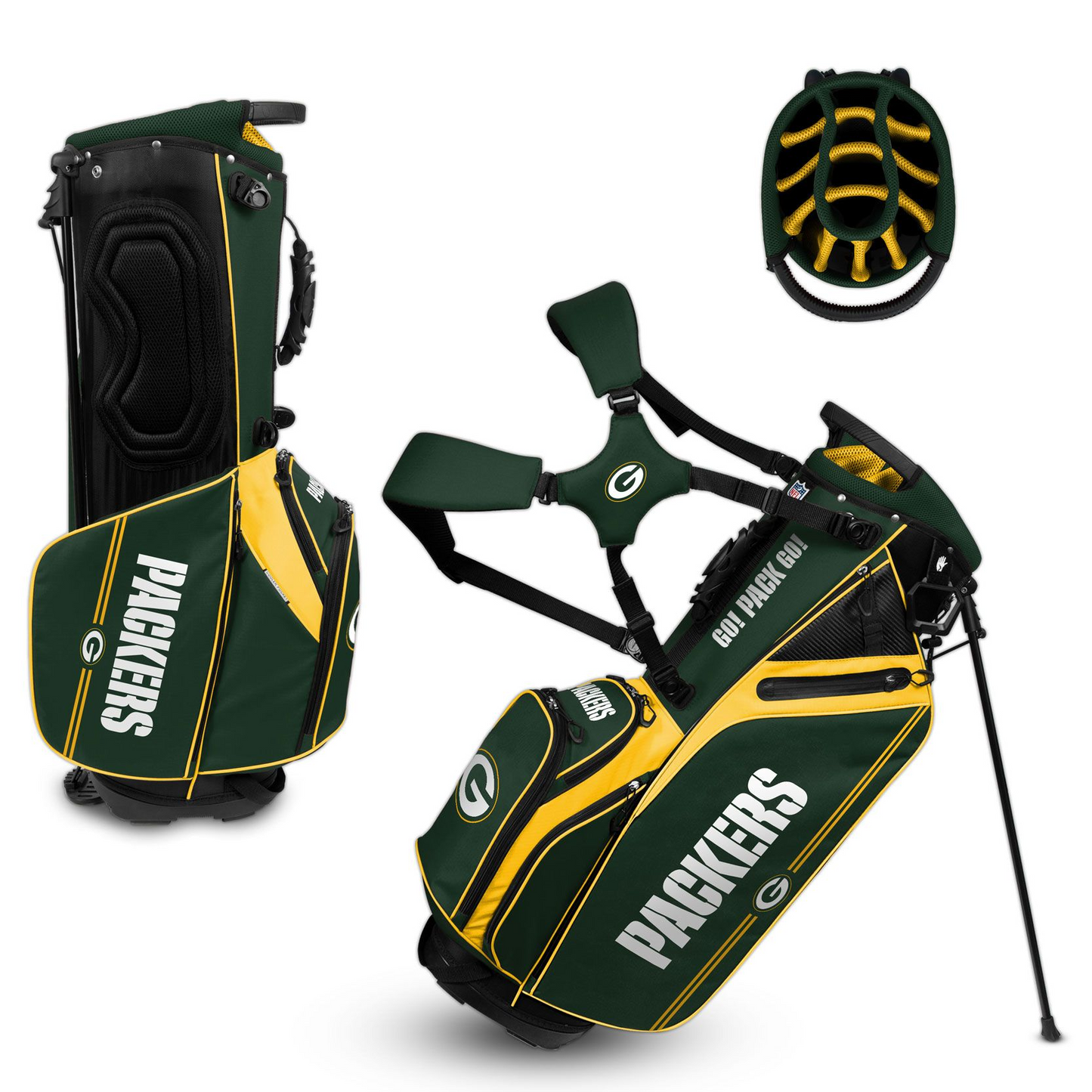 GREEN BAY PACKERS TEAM EFFORT CADDIE CARRY HYBRID GOLF BAG